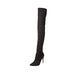 Botas femininas Steve Madden Dominique de cano alto e bico fino, tamanho 7 M, pretas