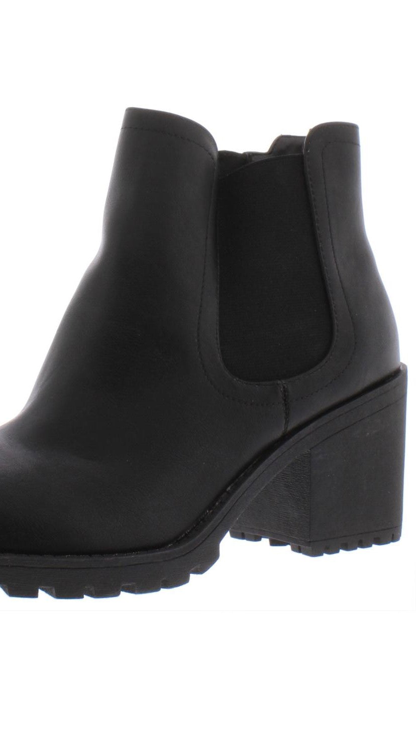 Botas femininas American Rag Morghan de couro sintético com bico redondo, pretas, tamanho 8 M