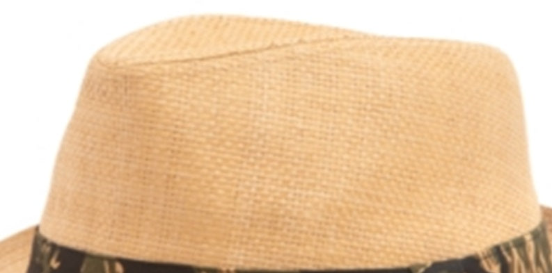 Chapéu Fedora de Palha Masculino Levi's com Faixa Camuflada Marrom Tamanho P