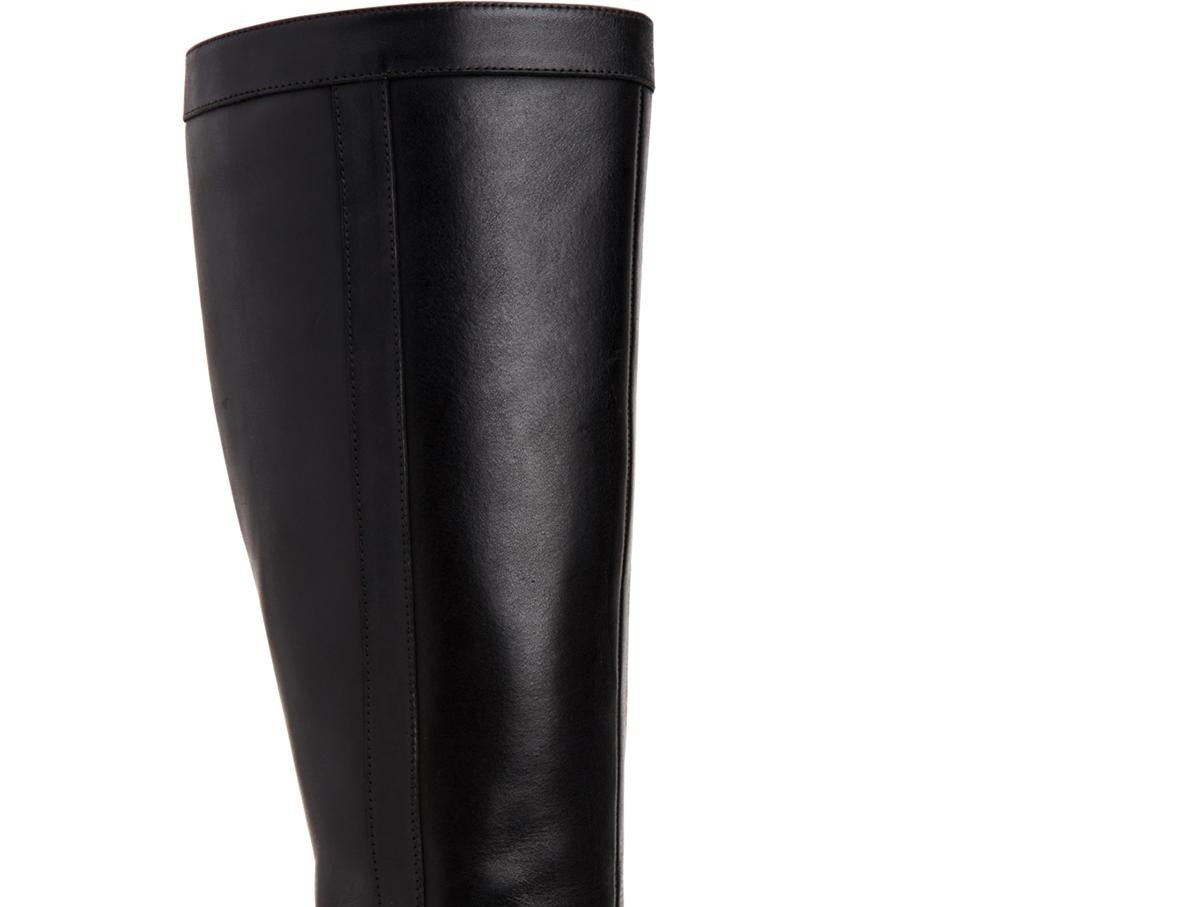 Giani Bernini Rozario Couro Feminino Biqueira Amêndoa Joelho Alto Botas Moda Pretas Tamanho 7,5M