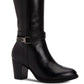 Giani Bernini Rozario Couro Feminino Biqueira Amêndoa Joelho Alto Botas Moda Pretas Tamanho 7,5M