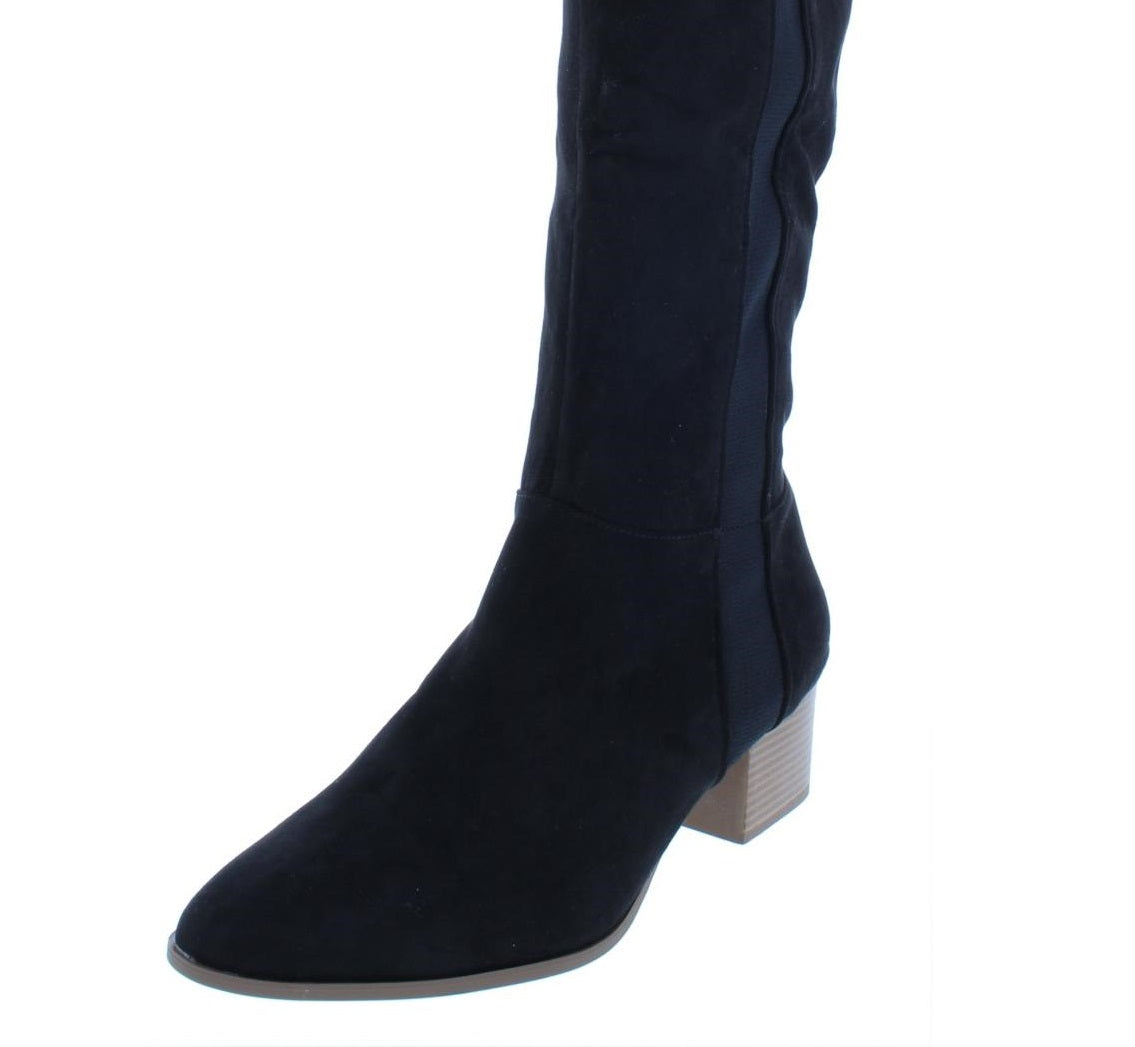 Botas femininas acima do joelho em camurça sintética Finnly da Style &amp; Co, pretas, tamanho 5 M
