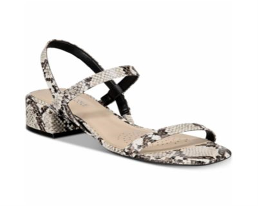 Sandálias femininas Kenneth Cole Maise Low Simple Peep Toe Casual Slingback Preto-Branco Tamanho 7,5 M