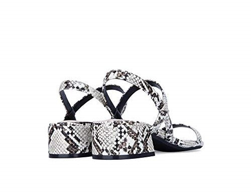 Sandálias femininas Kenneth Cole Maise Low Simple Peep Toe Casual Slingback Preto-Branco Tamanho 7,5 M