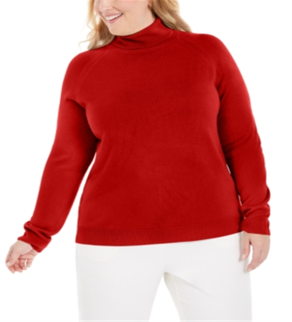 Karen Scott Suéter Feminino Plus Gola Alta Luxsoft Vermelho Tamanho 1X