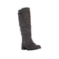 Botas femininas XOXO de couro Minkler, bico redondo, cano médio, cinza, tamanho 5W
