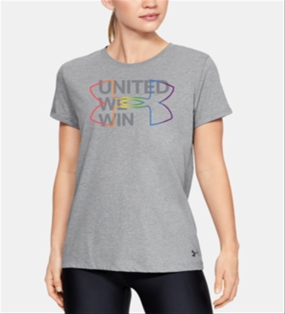 Camiseta Under Armour Feminina com Logo Pride Cinza Tamanho P