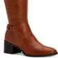 Botas femininas estilo Vannie de couro sintético, cano alto, estilo Whiskey Smooth, marrom, tamanho 5,5 M