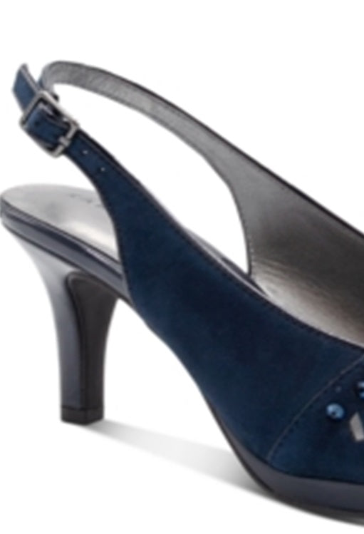 Karen Scott Brooke Faux Suede Scarpin Slingback Feminino Azul Tamanho 6 M