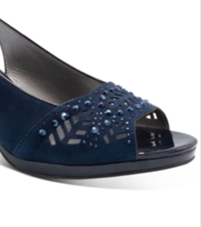 Karen Scott Brooke Faux Suede Scarpin Slingback Feminino Azul Tamanho 6 M