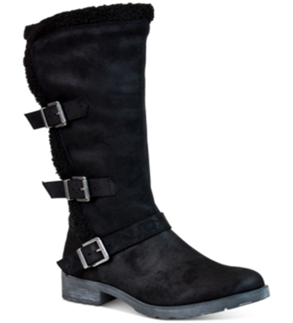 Botas altas de cano alto Santell de pele sintética para mulheres, tamanho 5 M, pretas