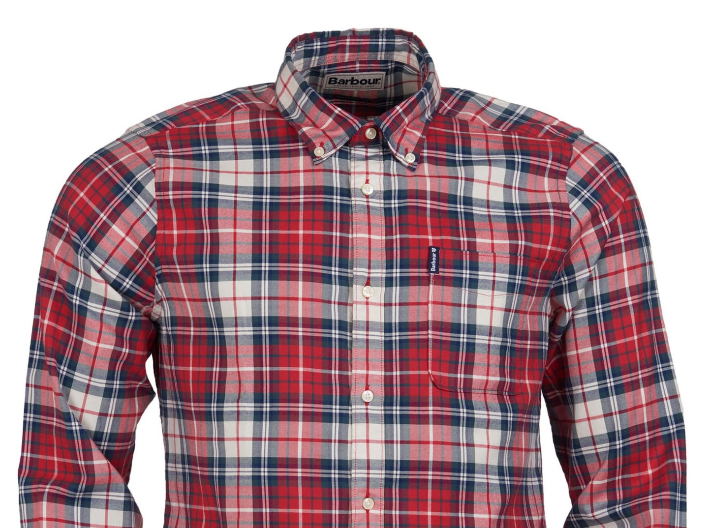 Camisa xadrez Barbour Mne's Highland Tailored vermelha tamanho X-Grande