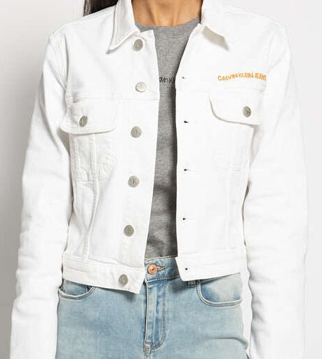 Jaqueta jeans feminina Calvin Klein branca tamanho M
