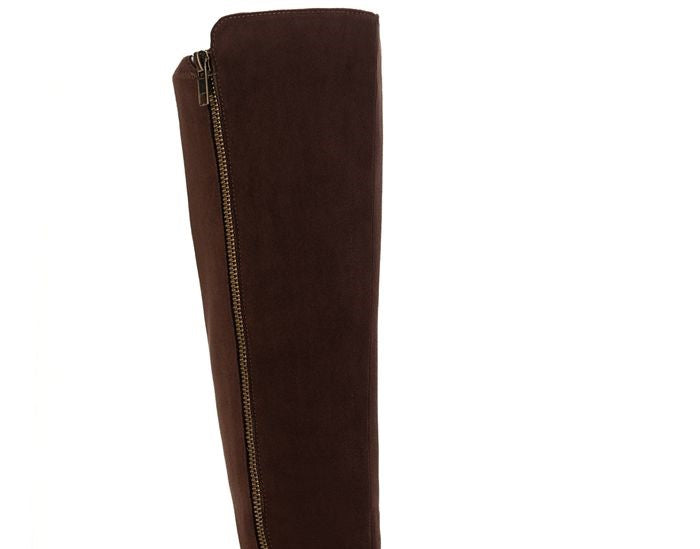 Botas femininas estilo &amp; co Wynterr de camurça, bico amendoado, cano alto, marrom, tamanho 7,5 M