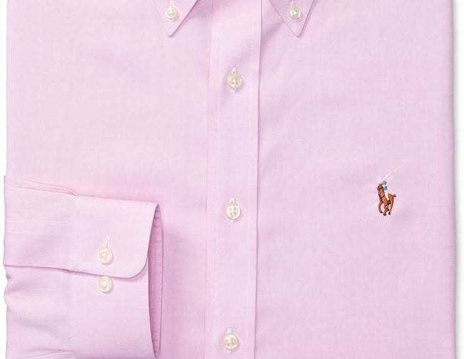 Camisa social masculina Ralph Lauren Classic Fit Easy Care com estampa rosa XXL