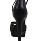 Jessica Simpson Sapato Feminino Beeya Peep Toe com Tira no Tornozelo e Tecido Especial para Ocasiões... Preto Tamanho 10 M