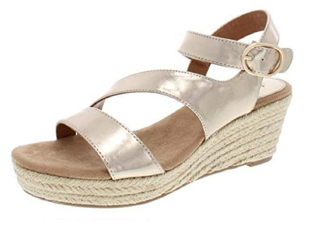 Sapatos femininos estilo &amp; co Xenaa com plataforma metálica, alpargatas, amarelo, tamanho 8,5 M