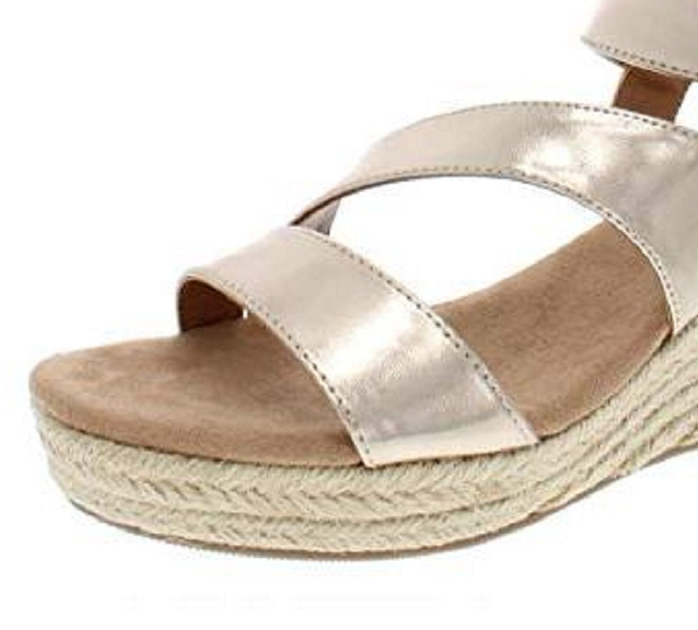 Sapatos femininos estilo &amp; co Xenaa com plataforma metálica, alpargatas, amarelo, tamanho 8,5 M