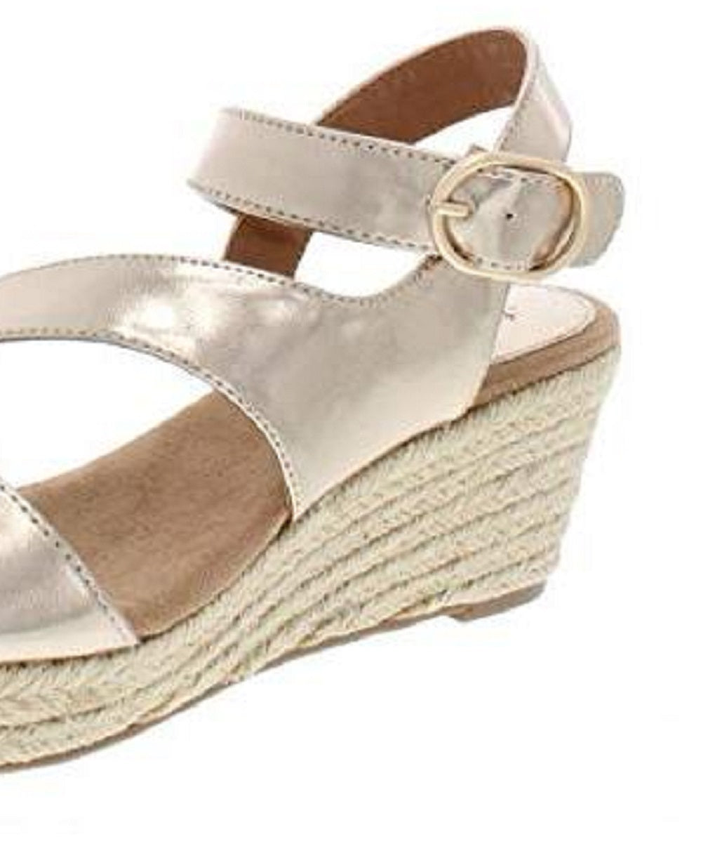 Sapatos femininos estilo &amp; co Xenaa com plataforma metálica, alpargatas, amarelo, tamanho 8,5 M