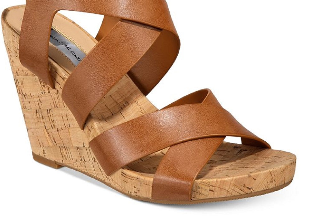 INC International Concepts Landorp feminino aberto no dedo do pé casual bege marrom tamanho 10 M