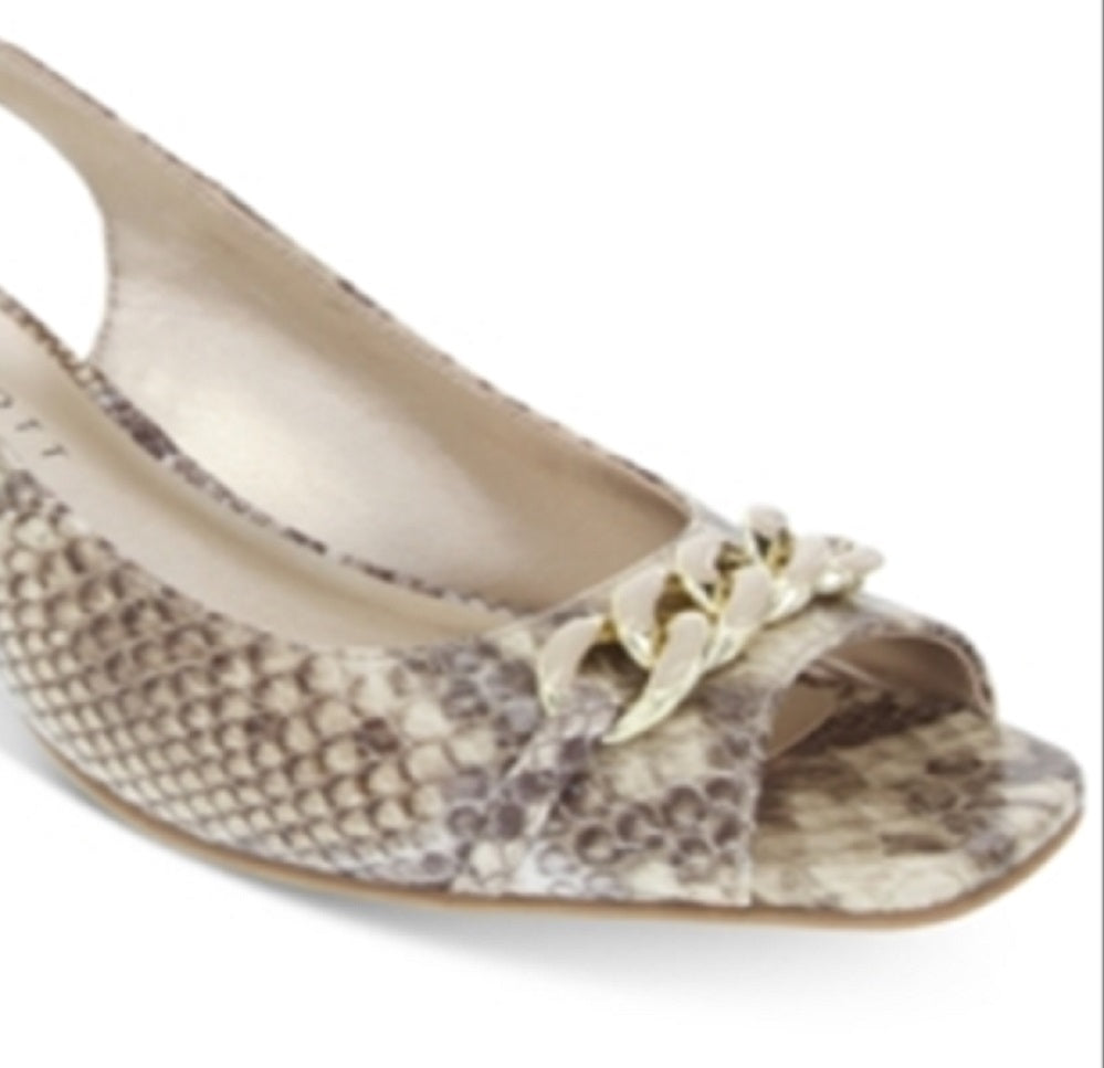 Karen Scott Feminino Amberr Snakeskin Open Toe Formal Ankle Snake Marrom Tamanho 5,5 M
