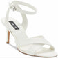 DKNY Sapatos femininos de couro com tira no tornozelo e bico aberto, clássicos, brancos, tamanho 7,5