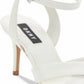 DKNY Sapatos femininos de couro com tira no tornozelo e bico aberto, clássicos, brancos, tamanho 7,5