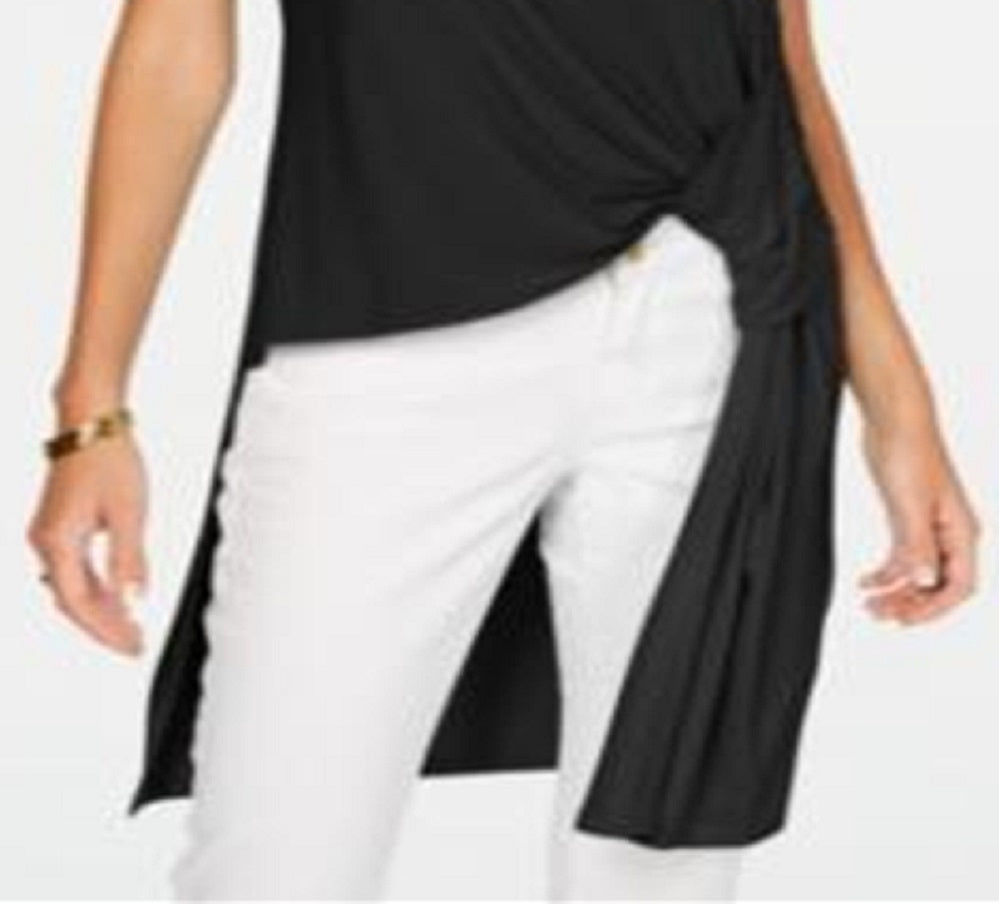 Blusa túnica alta e baixa feminina Alfani, preta, tamanho PP