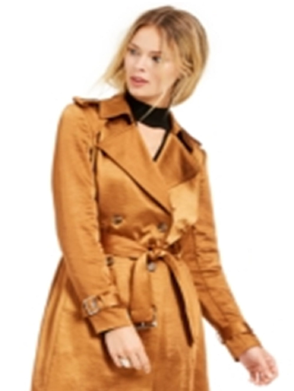 INC International Concepts Trench Coat Feminino Metálico Marrom Tamanho X-Grande