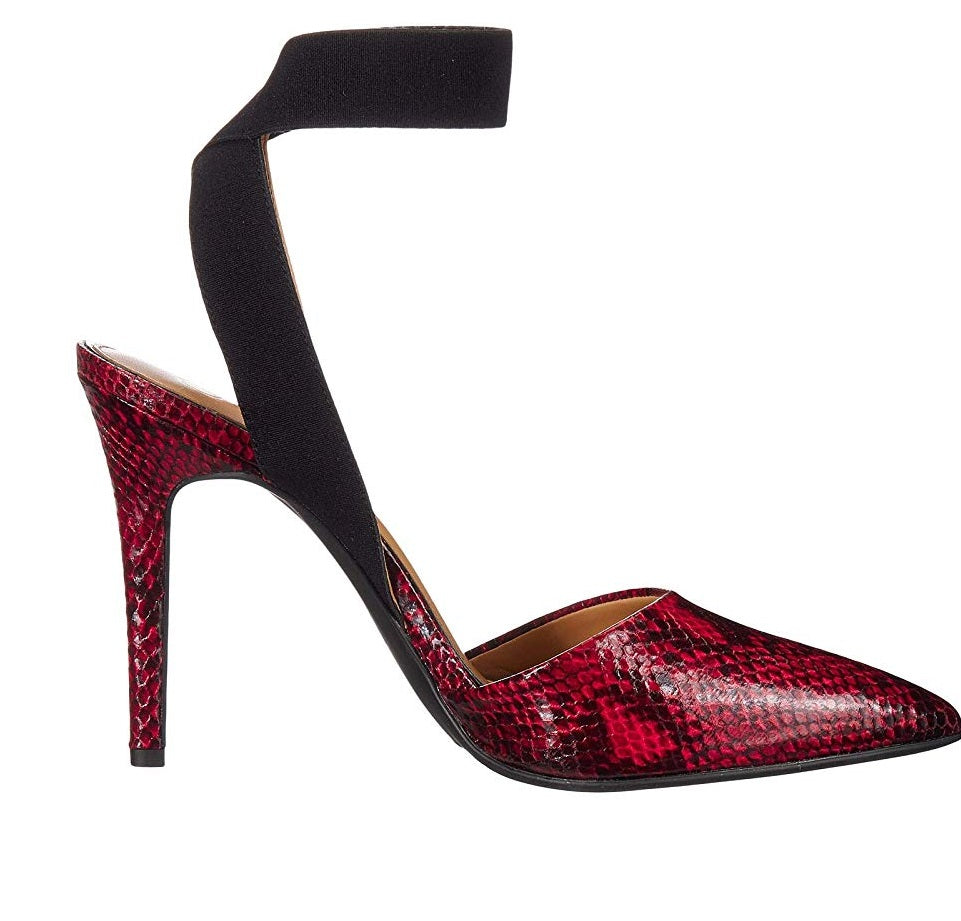 Sandálias Jessica Simpson Perinna Brilhante Deserto com Estampa de Cobra Vermelha Tamanho 6,5 M