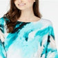 Blusa Alfani Feminina Estampa Abstrata Azul Tamanho Pequeno GG
