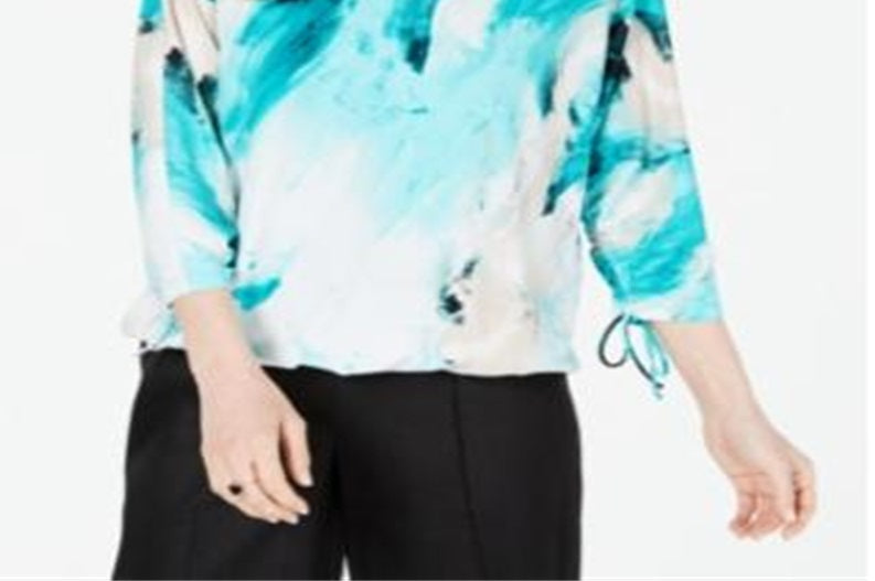 Blusa Alfani Feminina Estampa Abstrata Azul Tamanho Pequeno GG