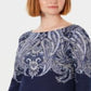 Blusa feminina Karen Scott com decote canoa e estampa paisley, azul, tamanho pequeno