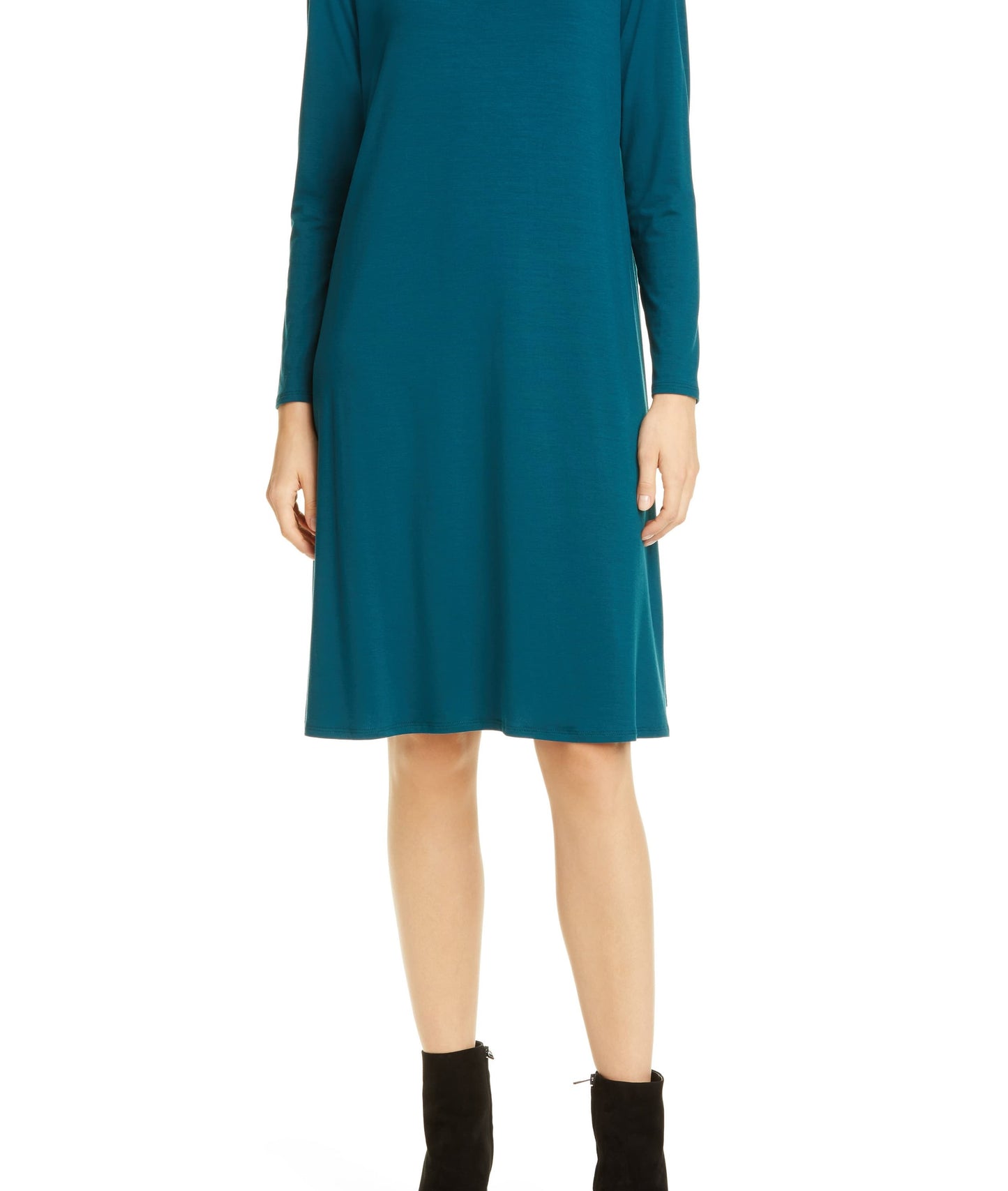 Vestido Eileen Fisher Feminino Gola Bateau Manga Longa Azul Tamanho Pequeno Médio