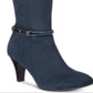 Karen Scott Sapatos de cano alto femininos Hollee Fabric Almond Toe, tamanho 6,5, azul marinho, M-WC