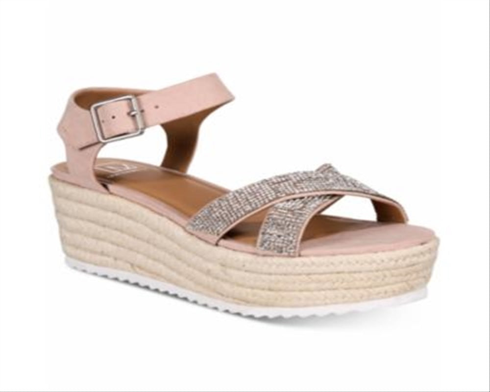 Material Girl Sandálias plataforma casuais femininas Mbrinnyf de algodão com bico aberto, rosa, tamanho 5 M