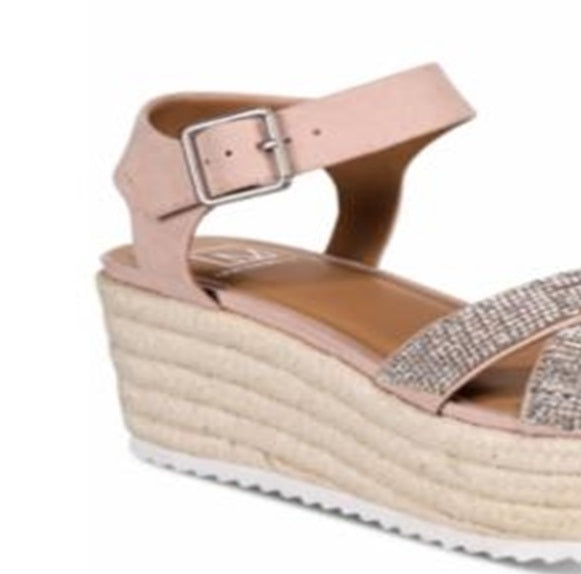 Material Girl Sandálias plataforma casuais femininas Mbrinnyf de algodão com bico aberto, rosa, tamanho 5 M