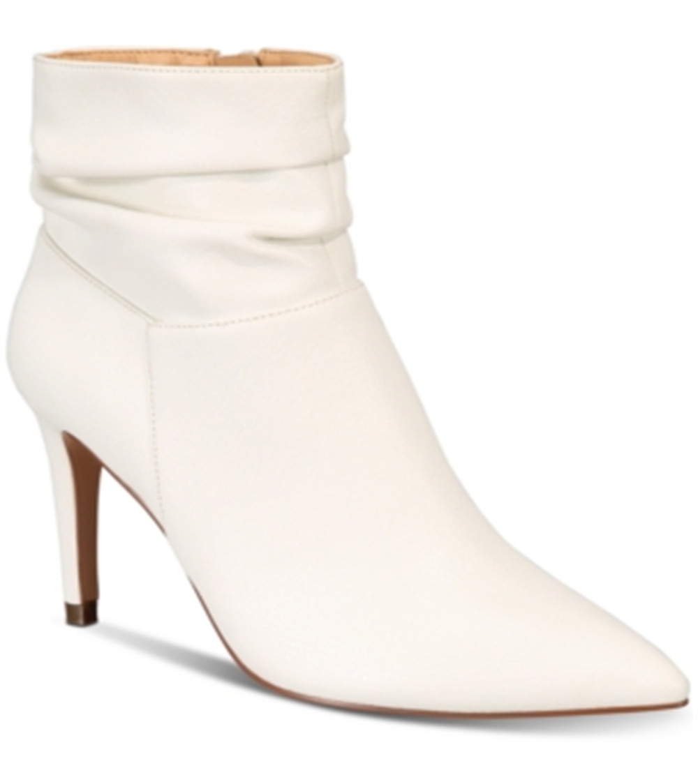 Botas femininas XoXo Taniah bico fino na altura do tornozelo, tamanho 11, brancas