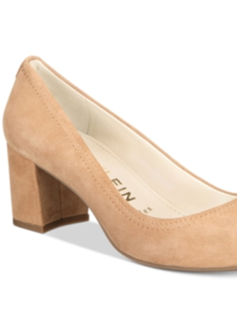 Anne Klein Meredith Couro Peep Toe Feminino Clássico Marrom Tamanho 7,5 M