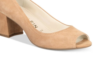 Anne Klein Meredith Couro Peep Toe Feminino Clássico Marrom Tamanho 7,5 M
