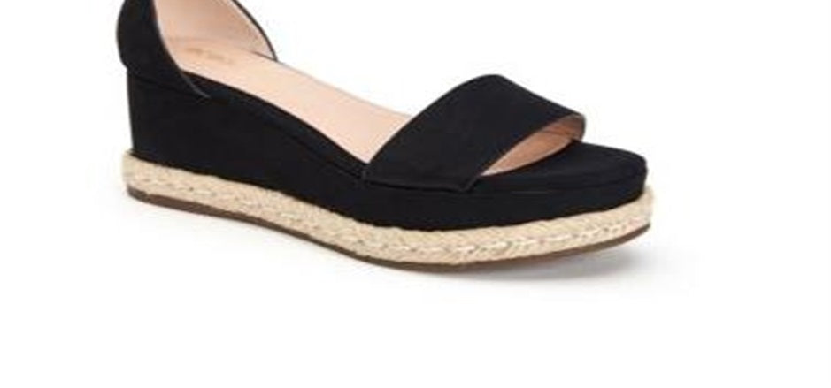 Sandálias de cunha Addie Espadrille femininas BCB Generation, pretas, tamanho 6 M