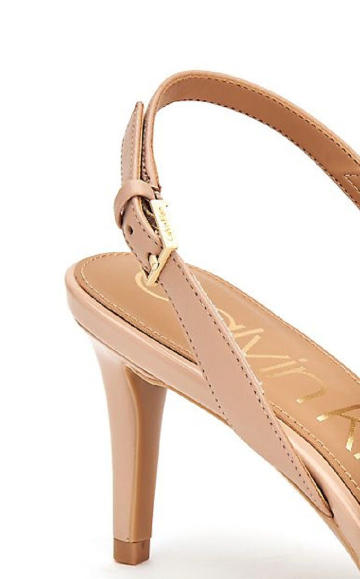 Sandálias de couro femininas Calvin Klein Lancy com tiras, marrom, tamanho 9,5 M