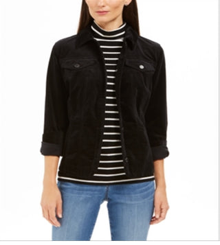 Jaqueta de veludo feminina Charter Club, preta, tamanho X-S