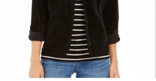 Jaqueta de veludo feminina Charter Club, preta, tamanho X-S