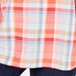 Blusas femininas Tommy Hilfiger xadrez com botões frontais e botões, tamanho XXXL, laranja