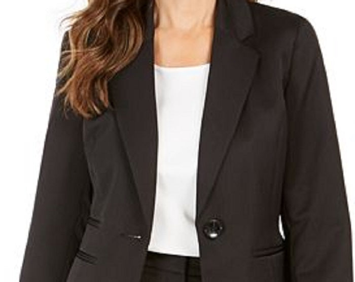 Le Suit Feminino 1 Botão Jaqueta Listrada Calça Terno Preto Tamanho 6P