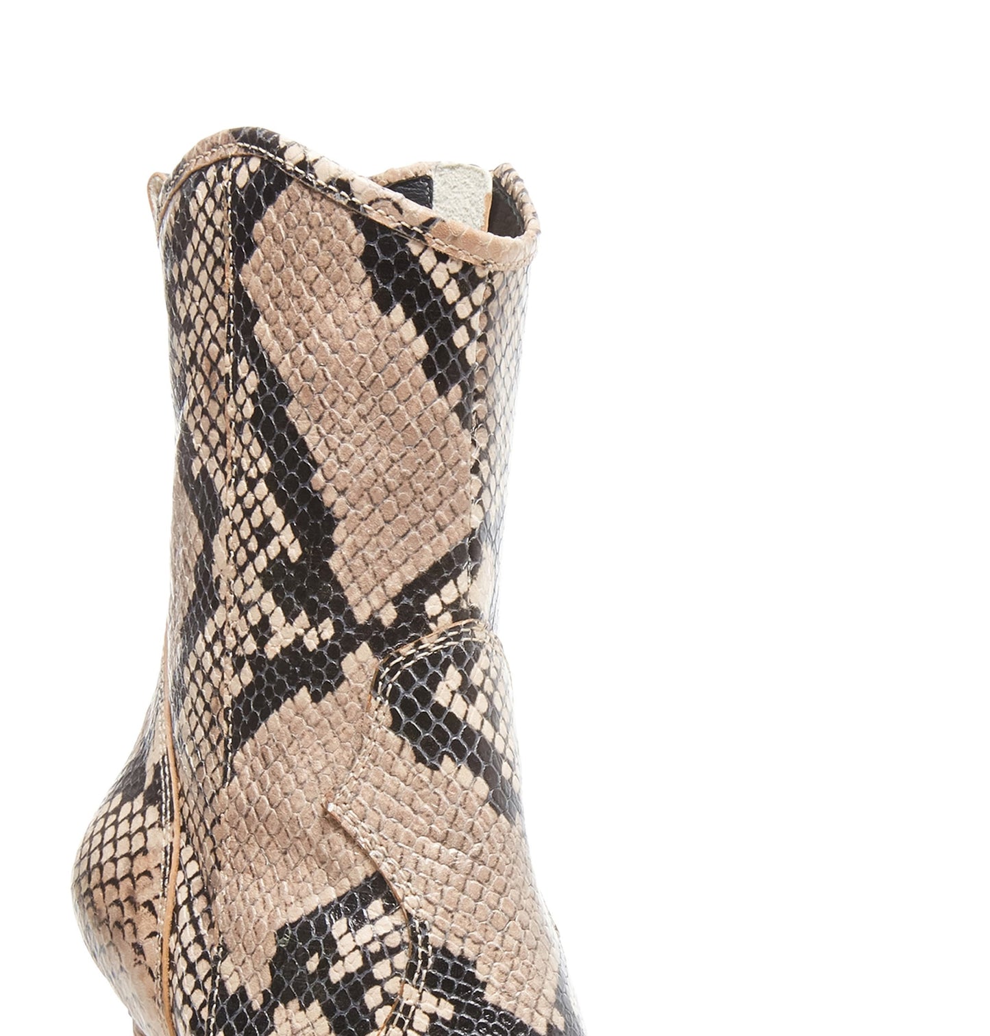 Botas femininas Steve Madden Tina Fabric bico fino cano curto fashion bege cobra tamanho 9 M