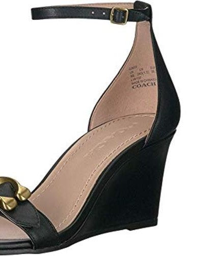 Coach Odetta Wedge Feminino com Fivela Signature Preta Tamanho 8 B