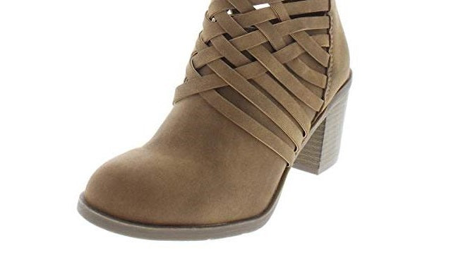 Botas femininas American Rag com bico amendoado e cano curto, tamanho 5,5 M, marrom