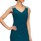 Vestido longo flare sem mangas Alex Evenings feminino, verde-azulado, tamanho 14